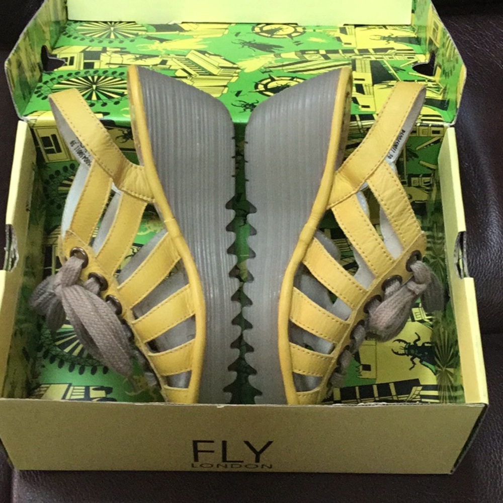 FLY London Leather Lace Up Wedge